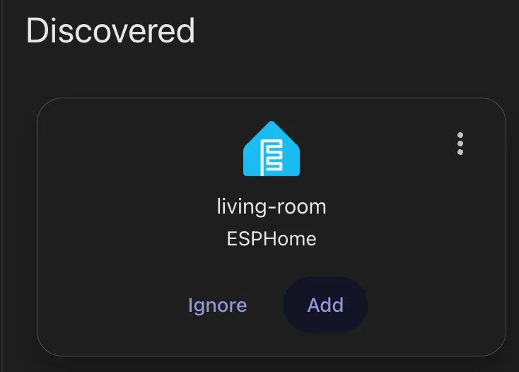 Home Assistant discovering the Echo as an ESPHome device
