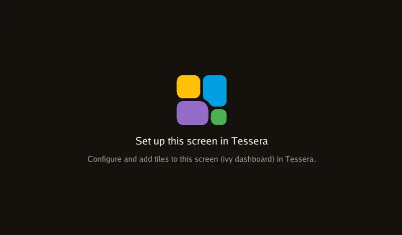 A screen asking to be set up in Tessera