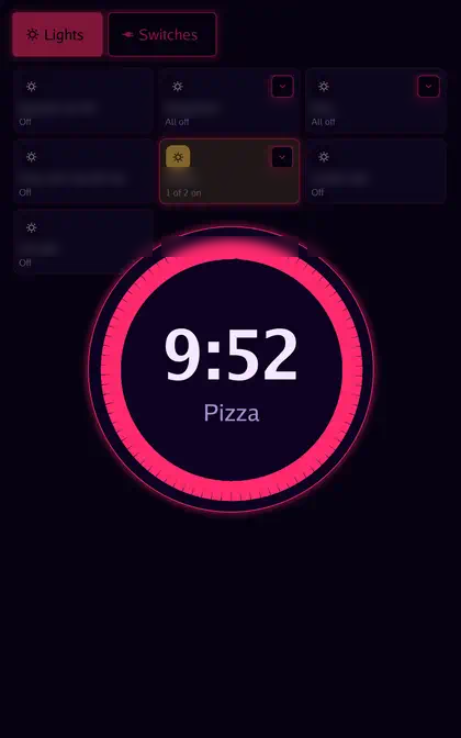 A timer as a bar, a banner, a corner badge, a dial, the clock face and full screen, 4 of 6